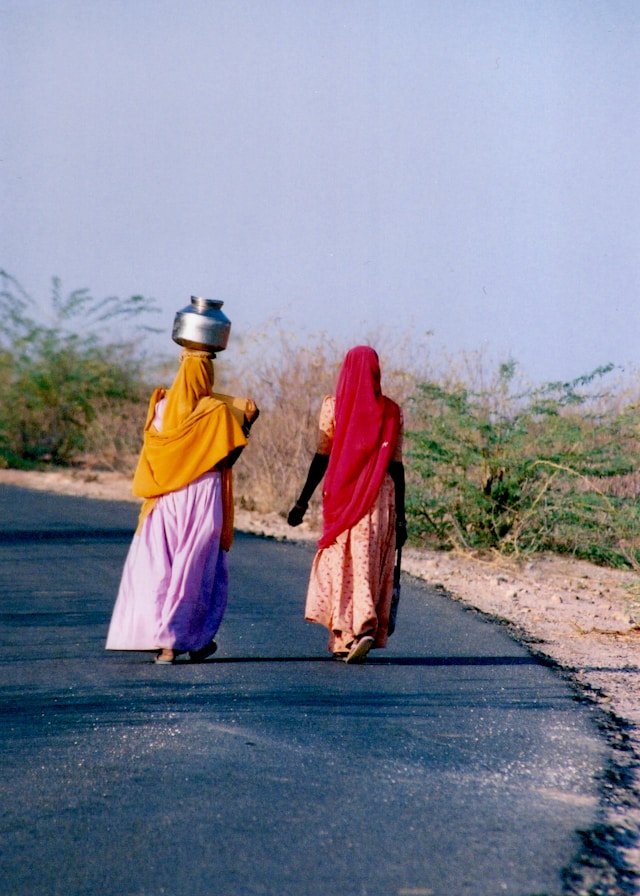 Rajasthani women walking on the road